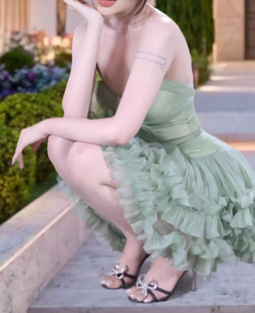 Cute Green A Line Sweetheart Neck Tulle Short Homecoming Dress Outfits HZ1023